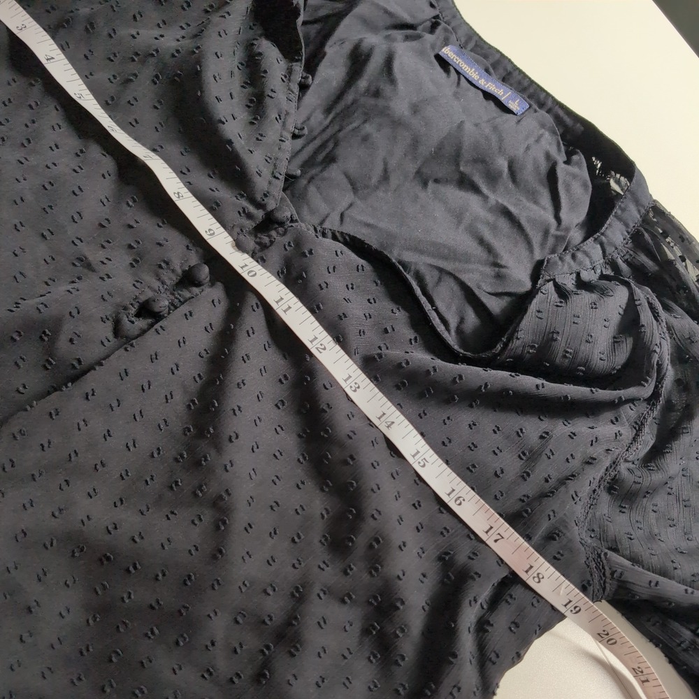 Abercrombie & Fitch Black Clip Dot Long Sleeve V-Neck Bodysuit Large - Picture 7 of 9